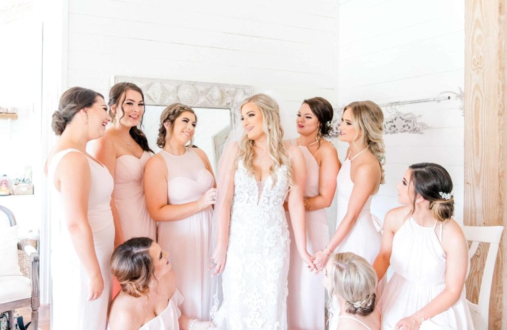 Bride Getting Ready with bridesmaids